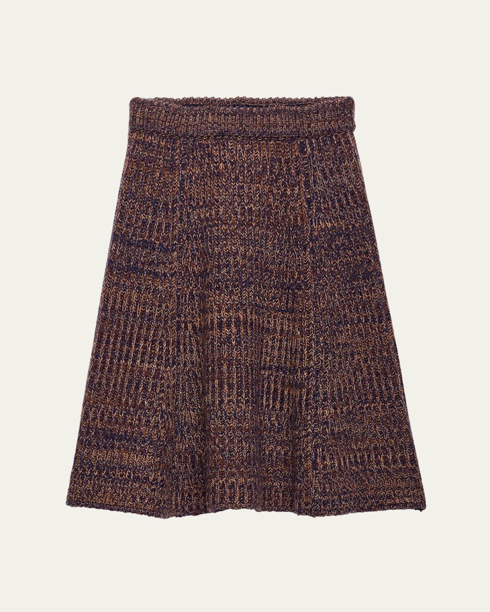 Cashmere-Wool Mouline Midi Skirt